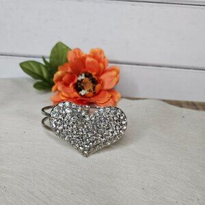 Crystal Rhinestone  Heart Fashion Hinge Bracelet for 8" wrist